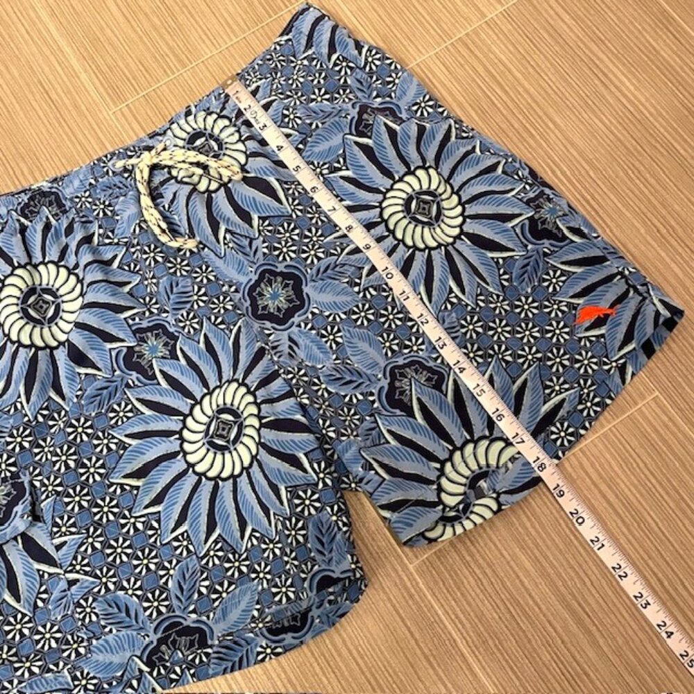Men's Tommy Bahama Floral Printed Swim Trunks Blue Size Large Pockets Beach - Picture 14 of 15